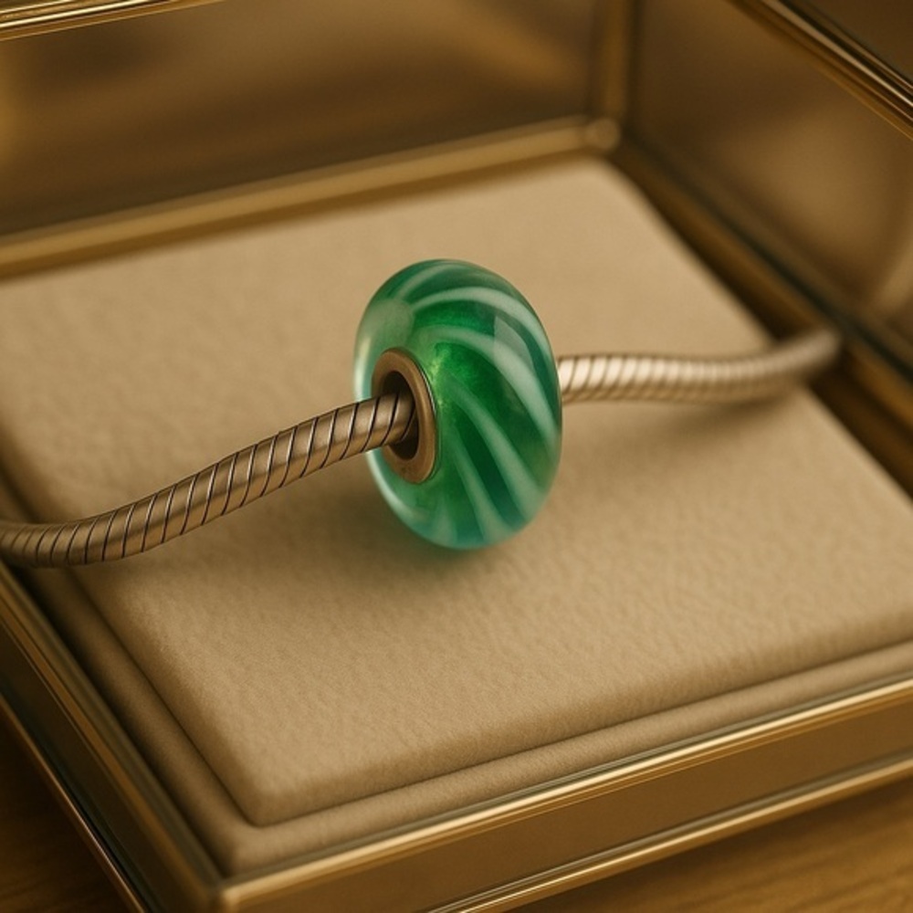 Trollbeads Turquoise Feathers Bead Charm .925 LAA EUC #212